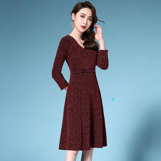 DYSL-Q5216欧美新款交叉V领高贵气质礼服收腰显瘦大码连衣裙 商品图2