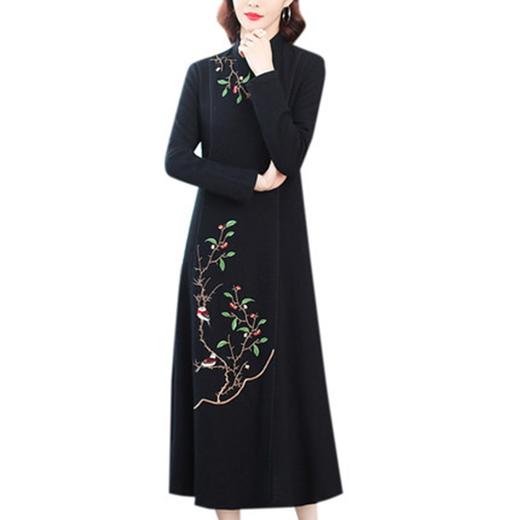 NYL-4650803秋冬新款时尚旗袍改良版中国风长袖打底过膝裙子 商品图4