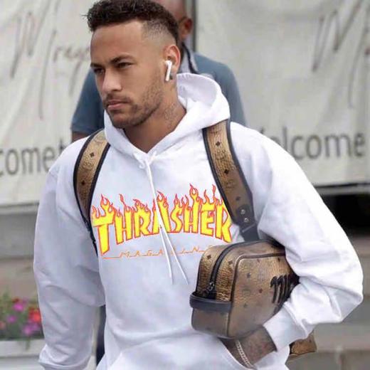 美潮 THRASHER  火焰Logo  情侣款落肩宽松连帽套头抓绒卫衣  WY197 商品图0