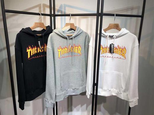 美潮 THRASHER  火焰Logo  情侣款落肩宽松连帽套头抓绒卫衣  WY197 商品图4
