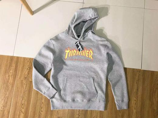 美潮 THRASHER  火焰Logo  情侣款落肩宽松连帽套头抓绒卫衣  WY197 商品图7