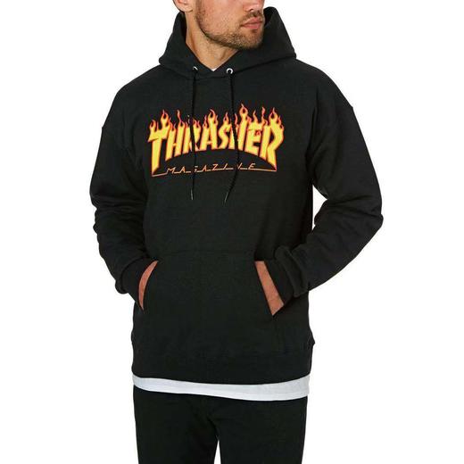 美潮 THRASHER  火焰Logo  情侣款落肩宽松连帽套头抓绒卫衣  WY197 商品图1