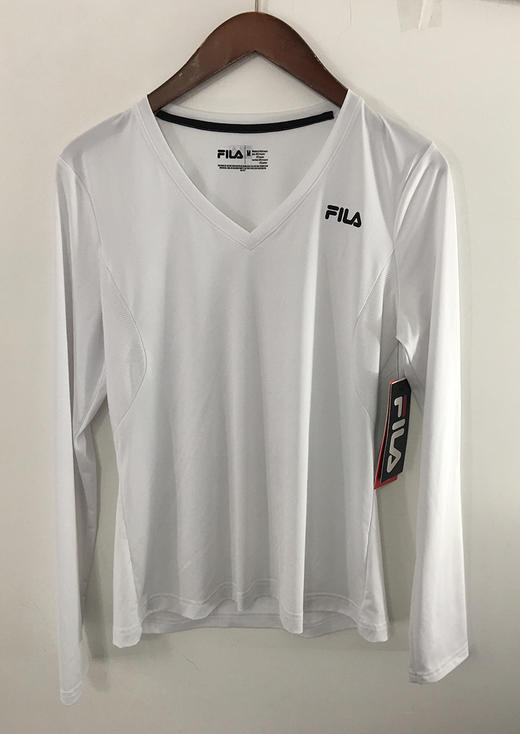 Fila/斐乐 女士运动速干衣透气跑步健身V领纯色长袖T恤 商品图0