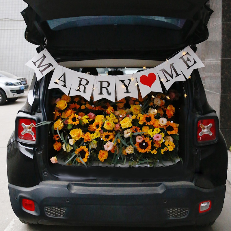 定制车后备箱鲜花装饰求婚告白生日纪念日表白道歉布置-情人节浪漫