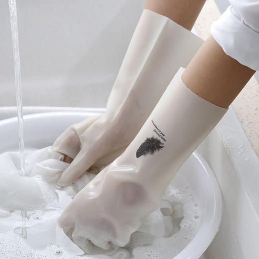 洗碗手套女防水橡胶薄款厨房用品耐用洗衣服刷碗胶皮清洁家务手套 商品图0