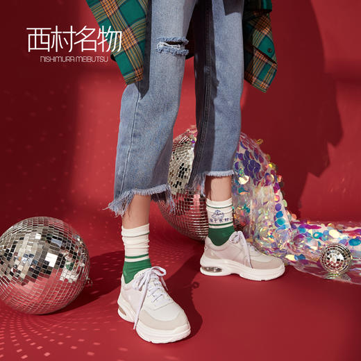 西村名物商场同款运动老爹鞋女新款防滑减震小白鞋X283M31041 商品图0