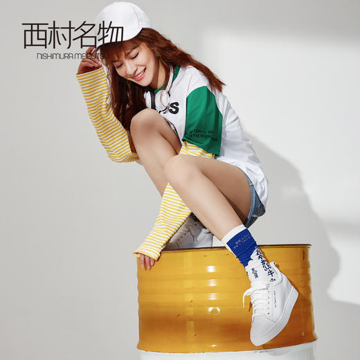 西村名物商场同款新款内增高小白鞋系带女士单鞋子X281M13931 商品图3