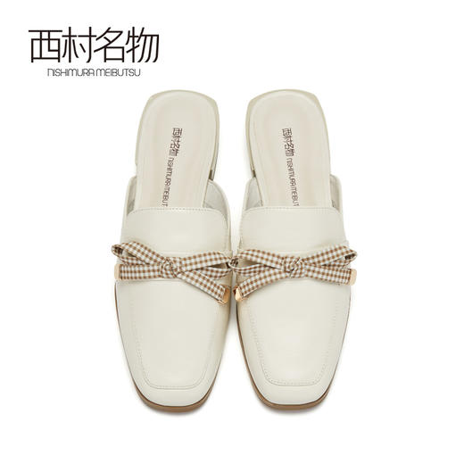 西村名物商场同款2019夏季新款穆勒拖鞋纯色休闲舒适蝴蝶结单鞋X29AH15561 商品图2