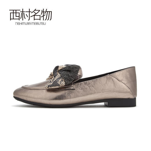 西村名物商场同款低跟圆头单鞋复古金属风蝴蝶结2019春新款X29CM32321 商品图3