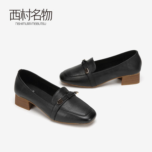 西村名物商场同款乐福鞋女2019春季新款粗跟舒适女鞋子X29AM10571 商品图3