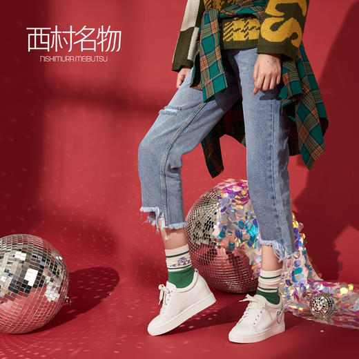 西村名物商场同款小白鞋女内增高春季新款时尚板鞋女30441 商品图3