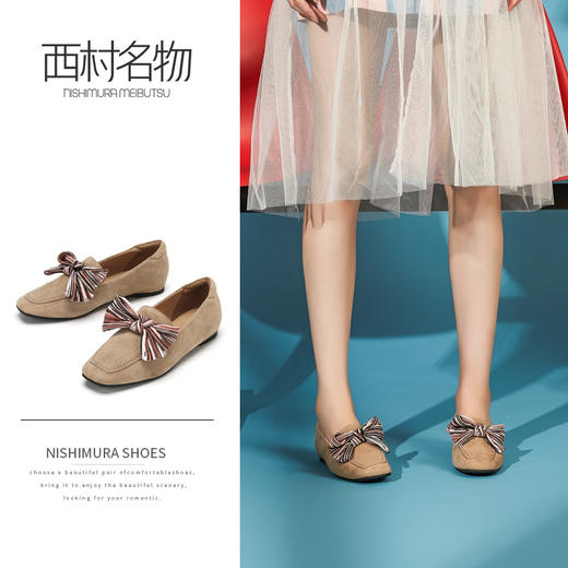 西村名物英伦乐福鞋女商场同款秋季新款绒面女单鞋31651 商品图0