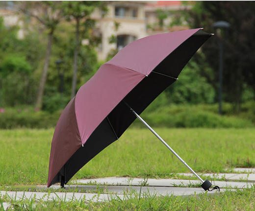 黑胶超强防紫外线三折晴雨伞 商品图3