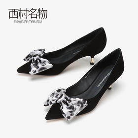 西村名物高跟女鞋2019春季新款韩版轻熟细跟矮跟浅口鞋10161