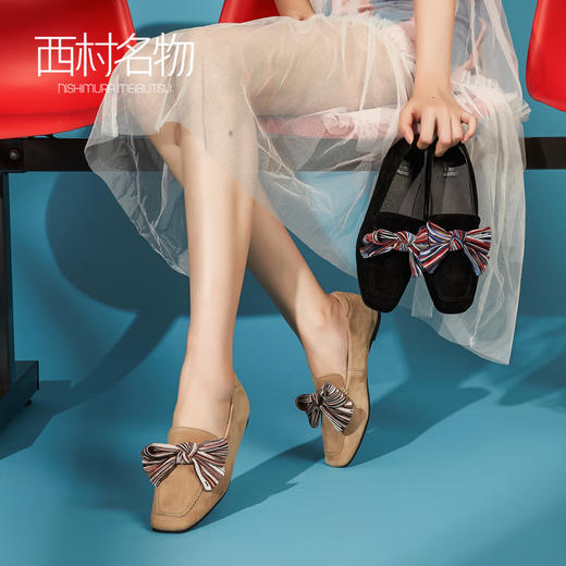 西村名物英伦乐福鞋女商场同款秋季新款绒面女单鞋31651 商品图3