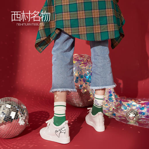 西村名物商场同款小白鞋女内增高春季新款时尚板鞋女30441 商品图2
