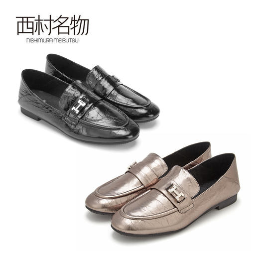 西村名物商场同款复古乐福鞋女圆头金属风单鞋2020春季新款32341 商品图0