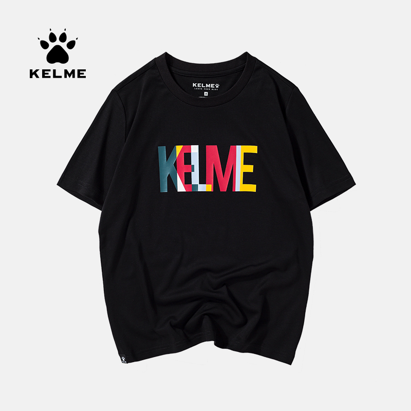 KELME 卡尔美 夏装韩版时尚ins宽松t恤字母纯棉短袖休闲上衣女潮
