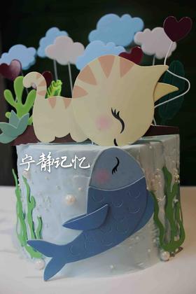 奶油蛋糕 下单前请仔细阅读商品详情 猫咪和鱼如需增加或者修改文字 请下单备注 