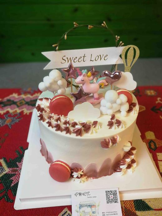 奶油蛋糕 下单前请仔细阅读商品详情独角兽 玫红色系如需增加或者修改文字 请下单备注  商品图0