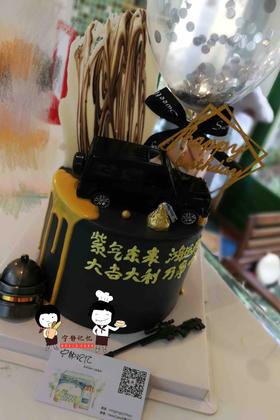 奶油蛋糕 下单前请仔细阅读商品详情  汽车 黑色系 气球如需增加或者修改文字 请下单备注