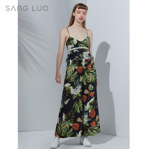 时尚花朵印花吊带背心SANGLUO桑罗桑蚕丝上衣女吊带内衣 商品图1