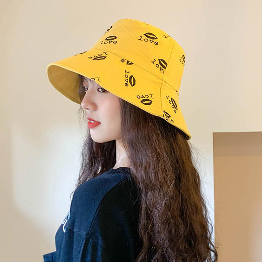 帽子女士字母印花双面渔夫帽韩版时尚饰品遮阳帽学生防晒盆帽男潮 商品图0