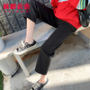 韩都衣舍2020韩版女装春装新款黑色高腰直筒显瘦休闲裤EK9343樱 商品缩略图0