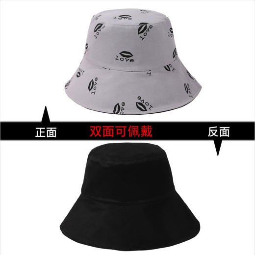 帽子女士字母印花双面渔夫帽韩版时尚饰品遮阳帽学生防晒盆帽男潮 商品图9