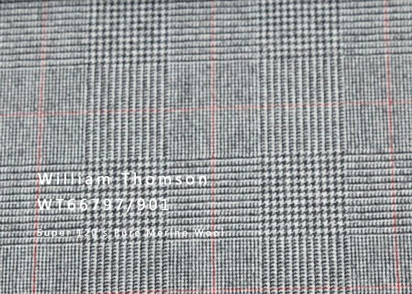 WT66797-901 纯毛高支绒面花呢 【灰色 大格 板司呢 W100】(902)