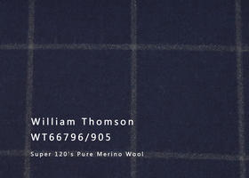 WT66796-905 纯毛高支绒面花呢 【蓝色 大格 斜纹 W100】(902)