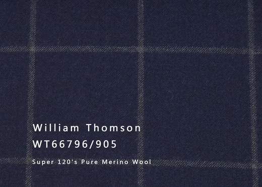 WT66796-905 纯毛高支绒面花呢 【蓝色 大格 斜纹 W100】(902) 商品图0