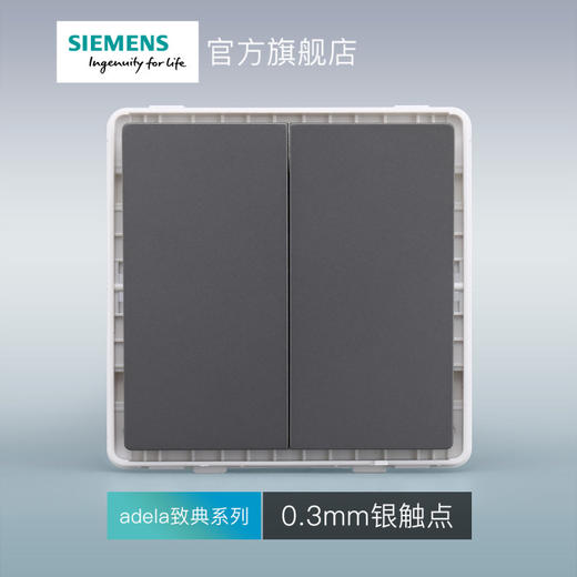 西门子开关插座面板致典深灰银二位中途开关 商品图3