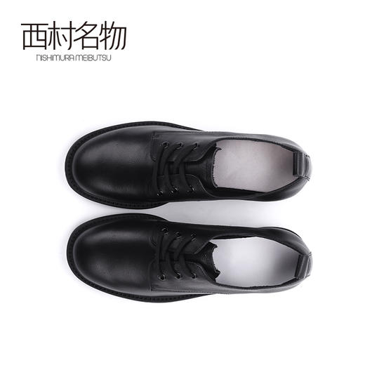 西村名物2020新品春季英伦时髦休闲圆头牛皮中跟小皮鞋女X20AM16751 商品图4