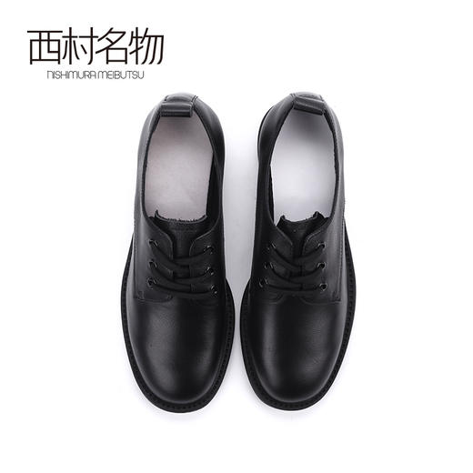 西村名物2020新品春季英伦时髦休闲圆头牛皮中跟小皮鞋女X20AM16751 商品图1