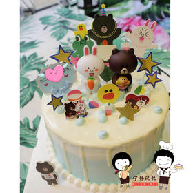 奶油蛋糕 下单前请仔细阅读商品详情 line friends 可妮兔 布朗熊如需增加或者修改文字 请下单备注