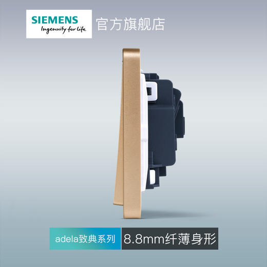 西门子开关插座面板致典日曜金10A三孔插座带开关 商品图3