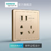 西门子开关插座面板致典日曜金10A五孔插座+双口3.1A USB 商品缩略图2