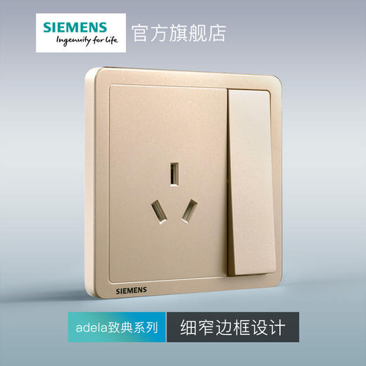 西门子开关插座面板致典日曜金10A三孔插座带开关 商品图2