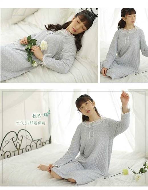 奢美蕾丝女士秋冬长袍（灰色） 商品图1