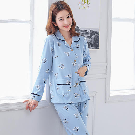 睡衣内衣女秋 开衫长袖上衣家居服 韩版卡通可爱居家服春秋套装冬 商品图8
