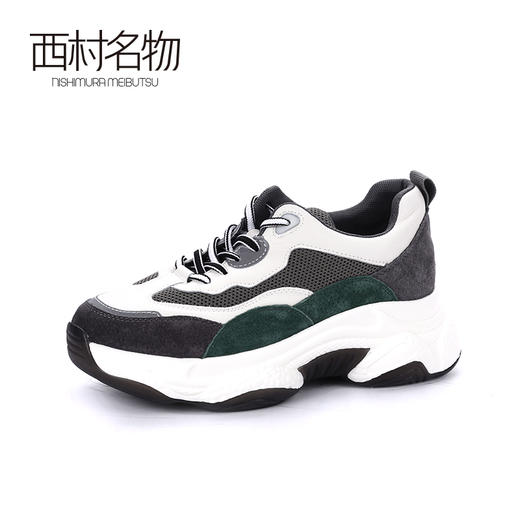 西村名物2020春季新品撞色拼接透气网面绑带老爹鞋女-X20AM19091 商品图0