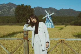 那女孩的一件小西装，麻色的