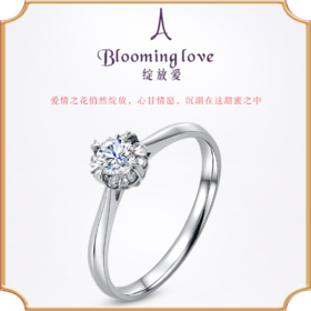埃菲尔印记婚戒 18K金钻石戒指30分1克拉求结婚女绽放爱Ⅶ