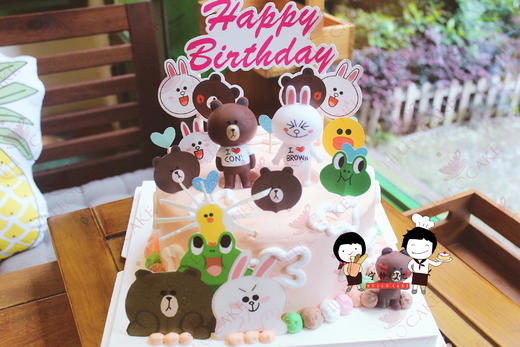 奶油蛋糕 下单前请仔细阅读商品详情 line friends 布朗熊 可妮兔如需增加或者修改文字 请下单备注  商品图1