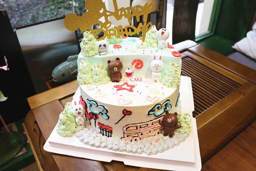 下单前请仔细阅读商品详情 奶油蛋糕 line friends 可妮兔 布朗熊 如需增加或者修改文字 请下单备注  商品图1