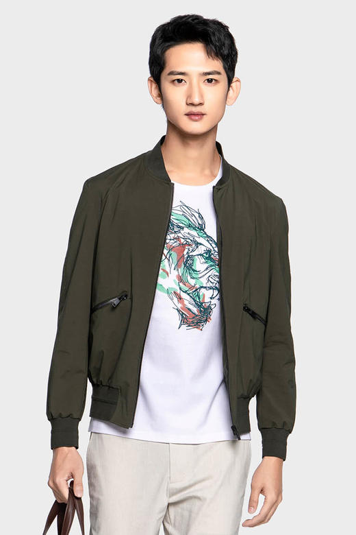 callisto草本绿棒球领夹克 SPFEJ036GR 商品图0