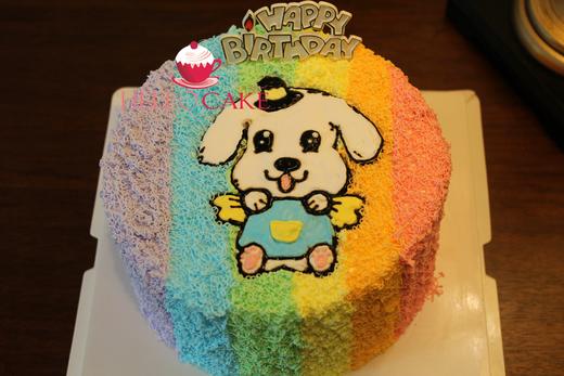 下单前请仔细阅读商品详情 彩虹手绘蛋糕 小狗 生肖如需增加或者修改文字 请下单备注  商品图1