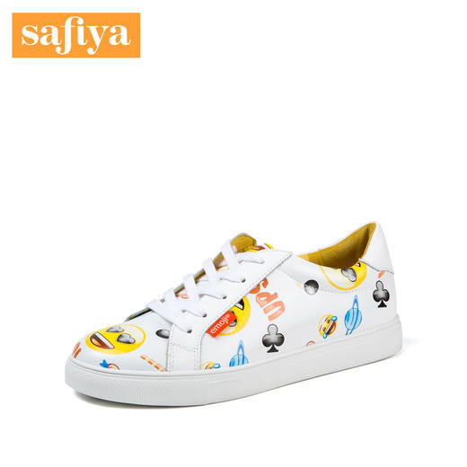 商场同款 |Safiya X emoji合作款春秋季牛皮休闲小白鞋商场同款平底舒适女鞋SF81112148 商品图0