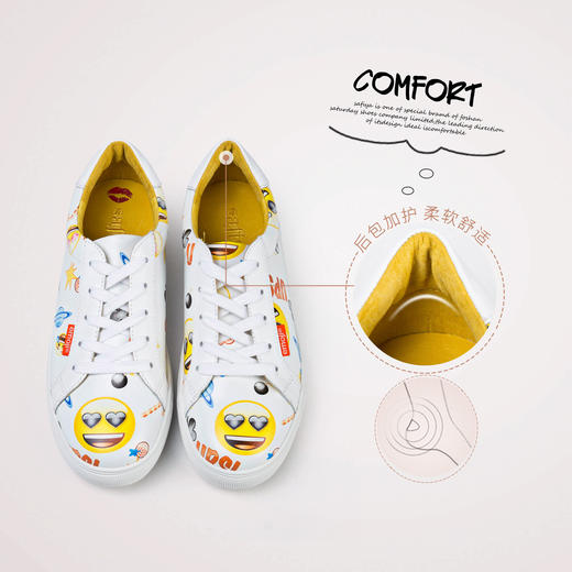 商场同款 |Safiya X emoji合作款春秋季牛皮休闲小白鞋商场同款平底舒适女鞋SF81112148 商品图3